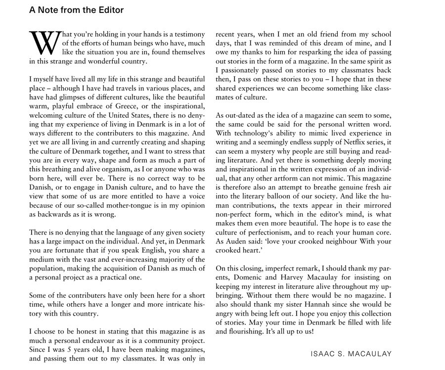 A Note from the Editor, by Isaac S. Macaulay, in DMFIS no. 1